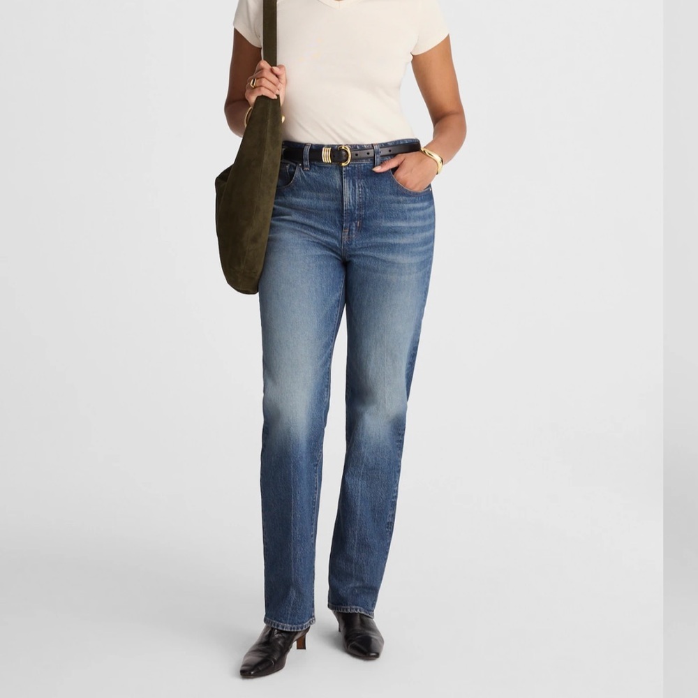 Madewell The Petite Curvy Longline Straight Jean in Greendale Wash 27P